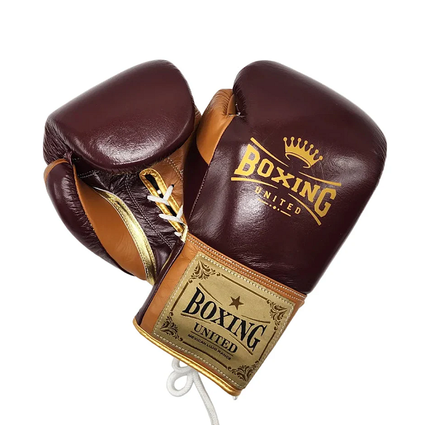 Boxing United Mexican Lujo Range Lace Up Gloves - Maroon