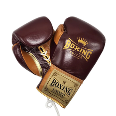 Boxing United Boxing Gloves Lace Up Boxing United Mexican Lujo Range Lace Up Gloves - Maroon