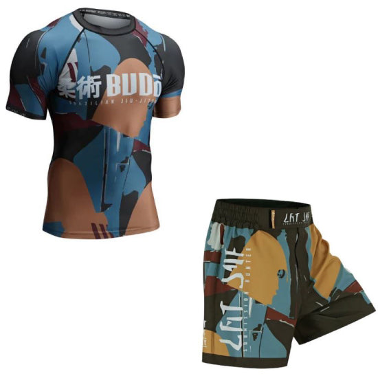 Budo Submission Hunter MMA BJJ Shorts + Shortsleeve Rashguard Combo