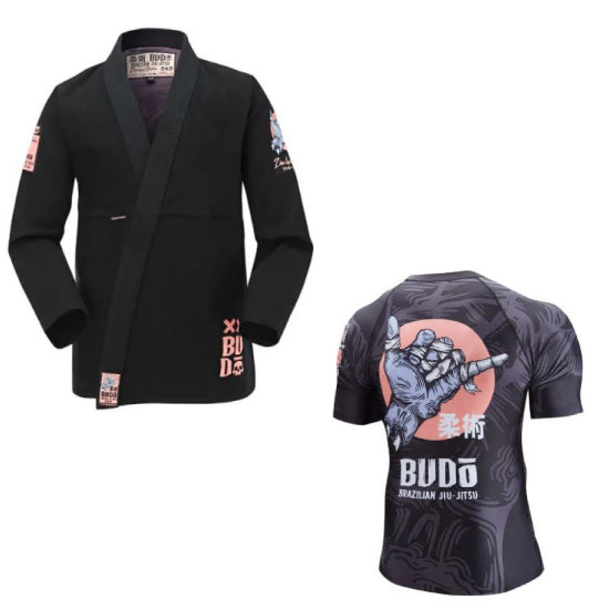 Budo Zombie Shaka BJJ Gi + Rashguard Combo - Black