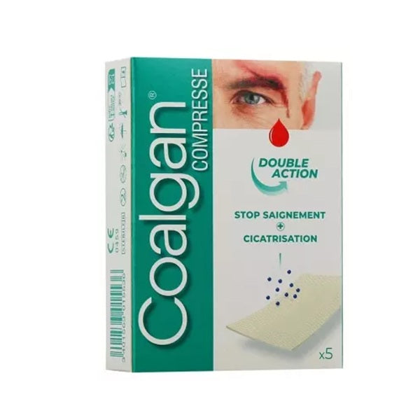 Coalgan Corner Supplies Coalgan Stop Bleeding & Healing Action 5 Sterile Compresses