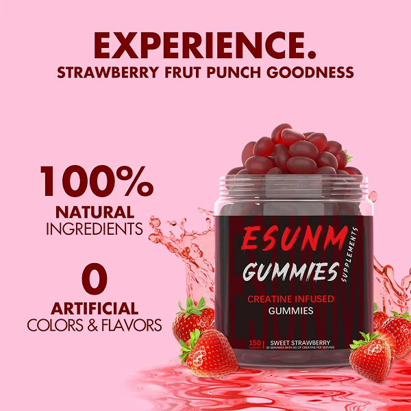 Esunm Supplements Supplements Esunm Supplements Creatine Sugar Free Gummies Strawberry 150