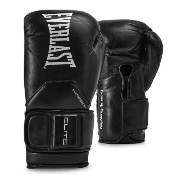 Everlast Elite Pro Leather Training Boxing Gloves - Black