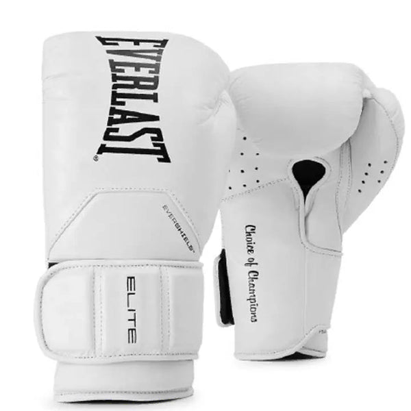 Everlast Boxing Gloves Everlast Elite Pro Leather Training Boxing Gloves - White