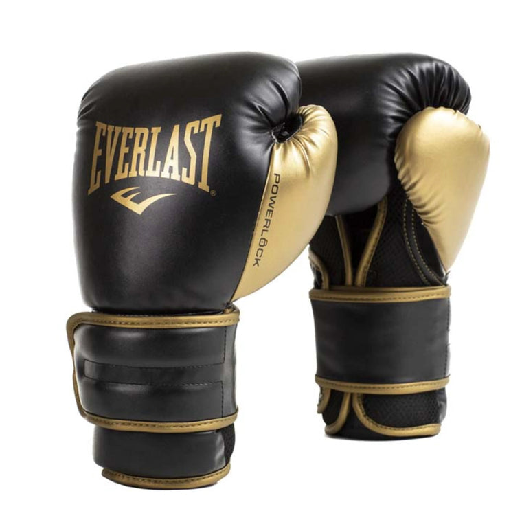 Everlast Powerlock2 Training Boxing Gloves - Black/Gold