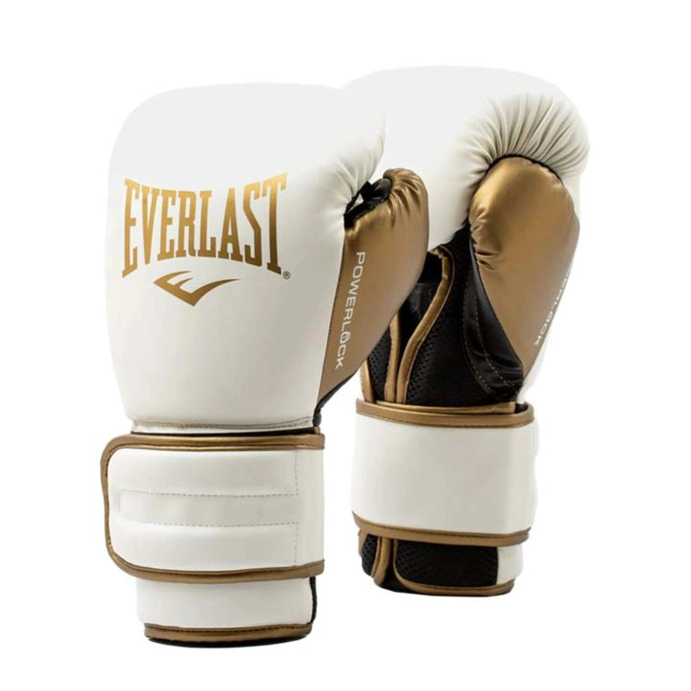 Everlast Powerlock2 Training Boxing Gloves - White/Gold