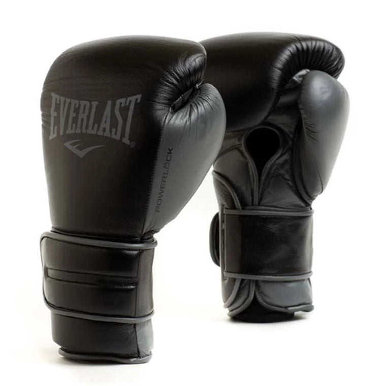 Everlast Pro Powerlock2 Leather Training Gloves - Black/Grey