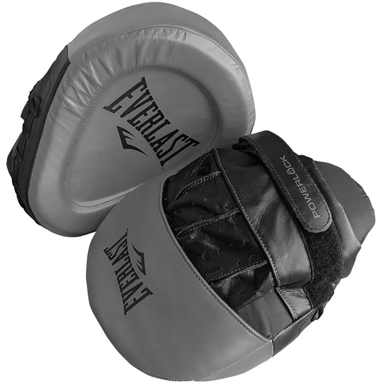 Everlast Pro Powerlock Leather Boxing Focus Mitts - Grey/Black