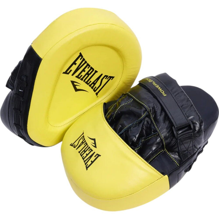Everlast Pro Powerlock Leather Boxing Focus Mitts - Yellow/Black