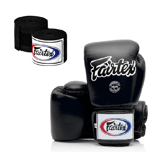 Fairtex Muay Thai Boxing Gloves BGV1 + HW2 Handwrap Combo