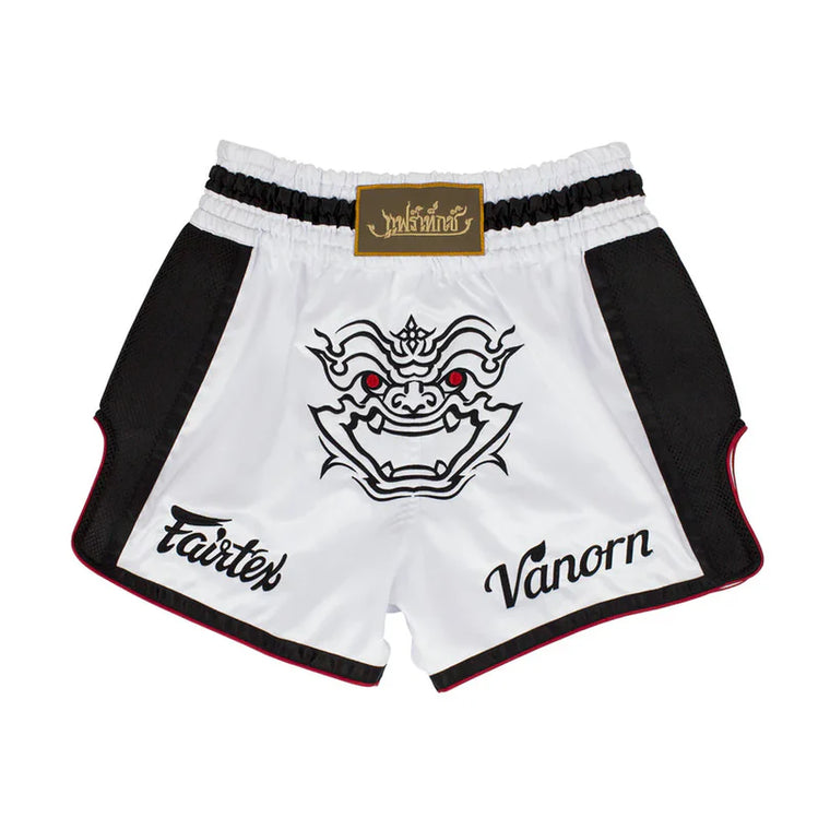 Fairtex Slim Cut Muay Thai Shorts White Vanorn BS1712