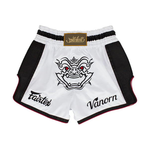 Fairtex Muay Thai Shorts Fairtex Slim Cut Muay Thai Shorts White Vanorn BS1712