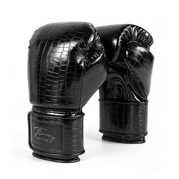Fluory Muay Thai Boxing Gloves Fluory Crocodile Boxing Gloves Black