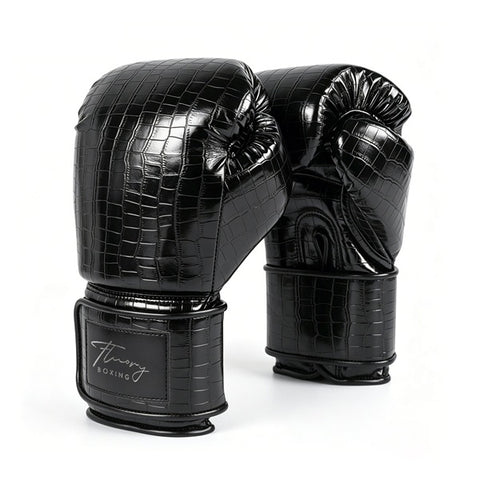 Fluory Muay Thai Boxing Gloves Fluory Crocodile Boxing Gloves Black