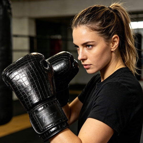 Fluory Muay Thai Boxing Gloves Fluory Crocodile Boxing Gloves Black