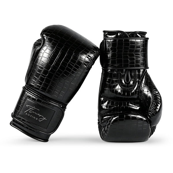 Fluory Muay Thai Boxing Gloves Fluory Crocodile Boxing Gloves Black