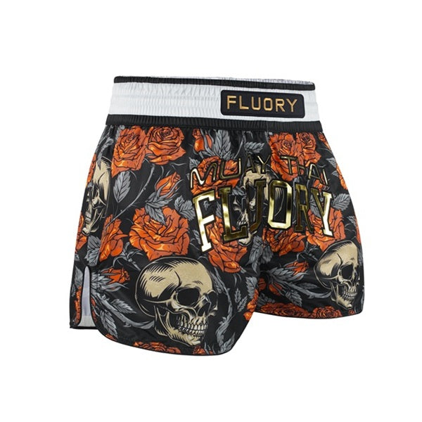 Fluory Muay Thai Muay Thai Shorts Fluory Death Bloom Muay Thai Shorts Black