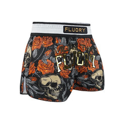 Fluory Muay Thai Muay Thai Shorts Fluory Death Bloom Muay Thai Shorts Black