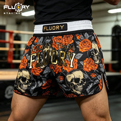 Fluory Muay Thai Muay Thai Shorts Fluory Death Bloom Muay Thai Shorts Black