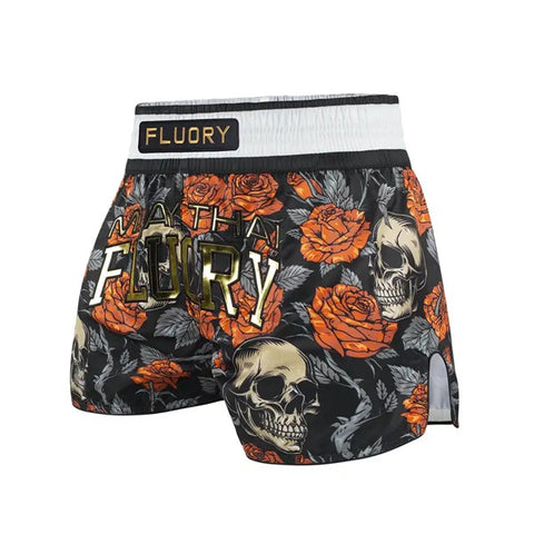 Fluory Muay Thai Muay Thai Shorts Fluory Death Bloom Muay Thai Shorts Black