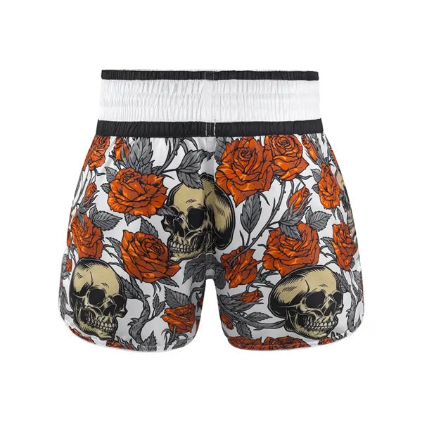 Fluory Muay Thai Muay Thai Shorts Fluory Death Bloom Muay Thai Shorts White