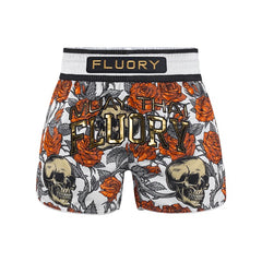 Fluory Muay Thai Muay Thai Shorts Fluory Death Bloom Muay Thai Shorts White