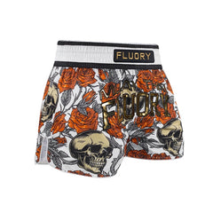 Fluory Muay Thai Muay Thai Shorts Fluory Death Bloom Muay Thai Shorts White