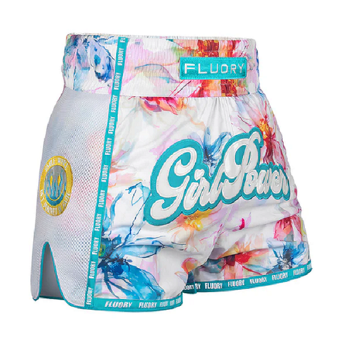 Fluory Girl Power Floral Muay Thai Shorts Blue