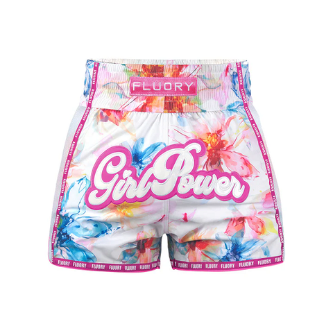 Fluory Muay Thai Muay Thai Shorts Fluory Girl Power Floral Muay Thai Shorts Green