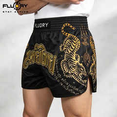 Fluory Muay Thai Muay Thai Shorts Fluory Imperial Tiger Muay Thai Shorts Black