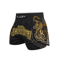 Fluory Muay Thai Muay Thai Shorts Fluory Imperial Tiger Muay Thai Shorts Black
