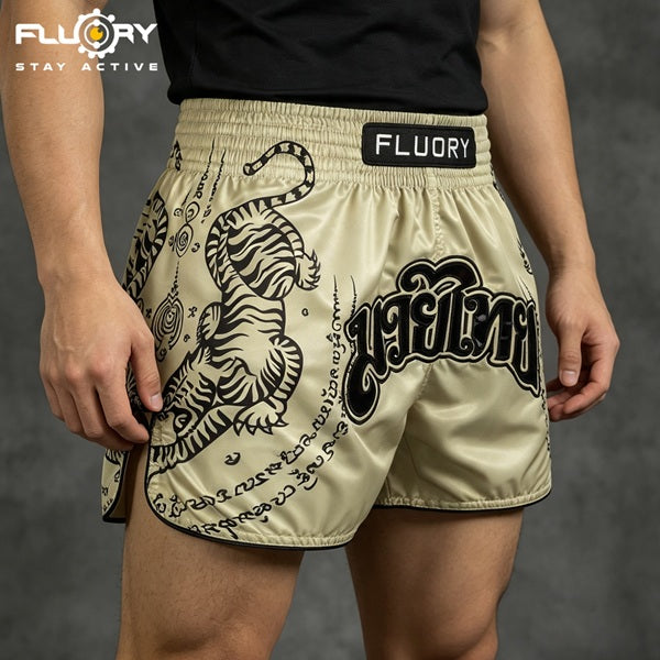 Fluory Muay Thai Muay Thai Shorts Fluory Imperial Tiger Muay Thai Shorts Tan