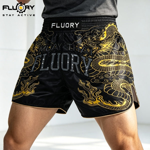 Fluory Muay Thai Muay Thai Shorts Fluory Onyx Dragon Muay Thai Shorts