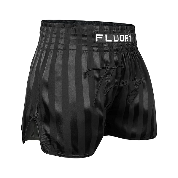 Fluory Pin Stripe Muay Thai Shorts Black