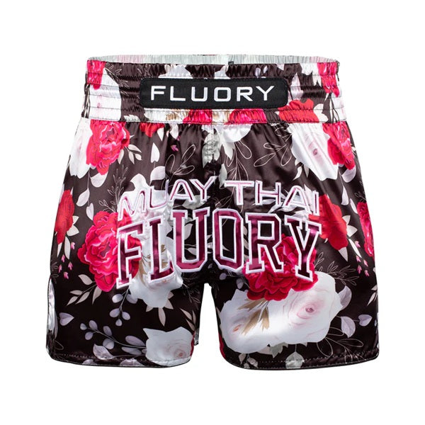 Fluory Muay Thai Muay Thai Shorts Fluory Roses Muay Thai Shorts Black