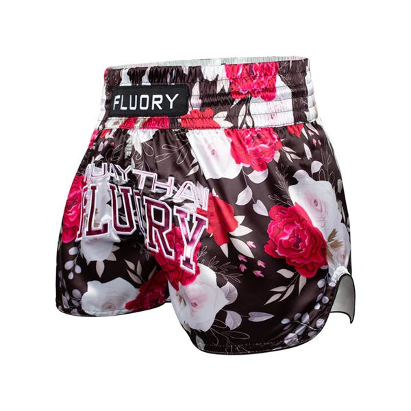 Fluory Muay Thai Muay Thai Shorts Fluory Roses Muay Thai Shorts Black