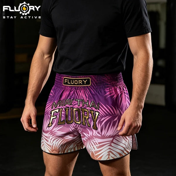 Fluory Muay Thai Muay Thai Shorts Fluory Tropical Glow Muay Thai Shorts Purple