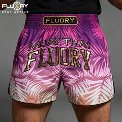 Fluory Muay Thai Muay Thai Shorts Fluory Tropical Glow Muay Thai Shorts Purple
