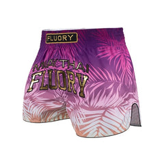 Fluory Muay Thai Muay Thai Shorts Fluory Tropical Glow Muay Thai Shorts Purple