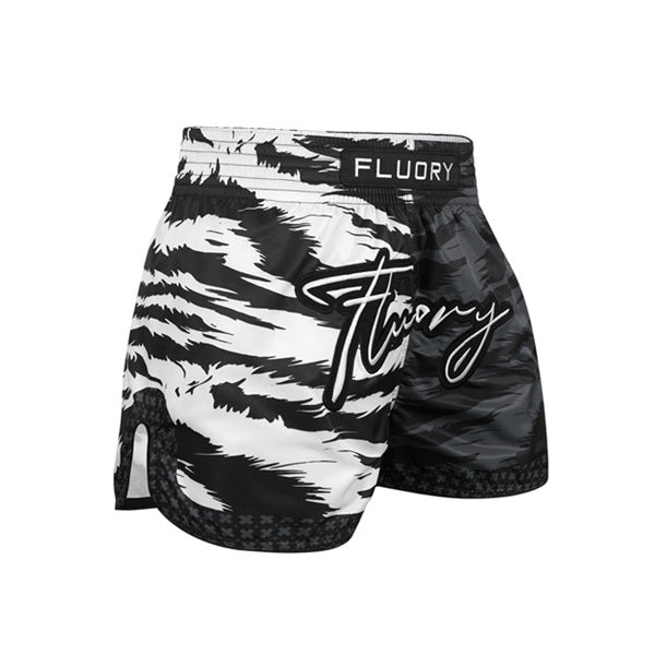 Fluory White Tiger Muay Thai Shorts