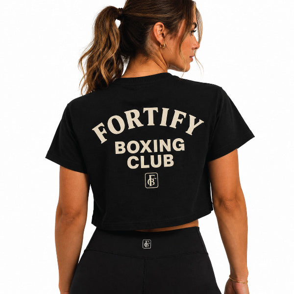 Fortify Boxing Club Boxing T Shirts Fortify Boxing Club Womens Crop Top - Black