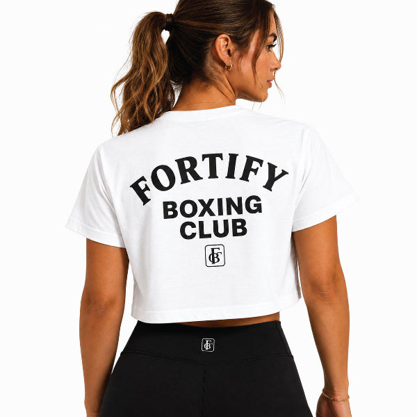Fortify Boxing Club Boxing T Shirts Fortify Boxing Club Womens Crop Top - White