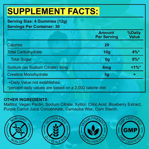 Fuzzy Up Supplements Fuzzy Up Creatine Blueberry Infused Gummies