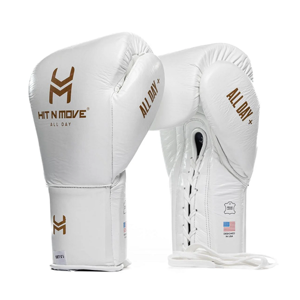 Hit N Move Boxing Gloves Hit N Move 24oz Conditioning Lace Up Boxing Gloves White