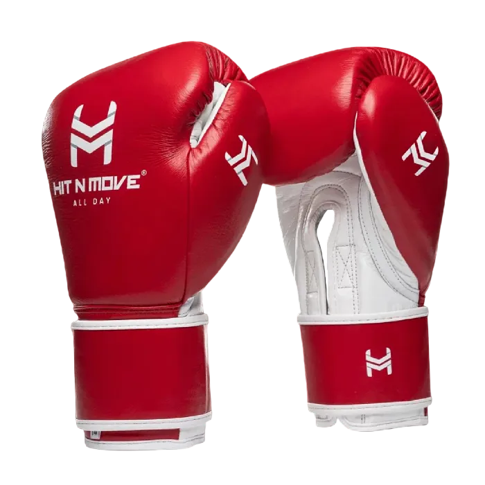 Hit N Move All Day Pro Agility Origin Boxing Gloves Red White