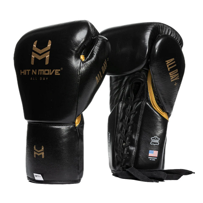 Hit N Move Boxing Gloves Lace Up Hit N Move 24oz Conditioning Lace Up Boxing Gloves Black