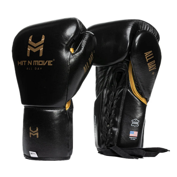 Hit N Move Boxing Gloves Lace Up Hit N Move 24oz Conditioning Lace Up Boxing Gloves Black