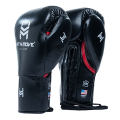 Hit N Move Boxing Gloves Lace Up Hit N Move All Day Pro Agility Lace Up Boxing Gloves Black Metallic Red