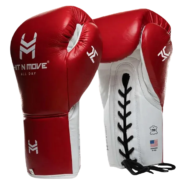 Hit N Move Boxing Gloves Lace Up Hit N Move All Day Pro Agility Lace Up Boxing Gloves Red