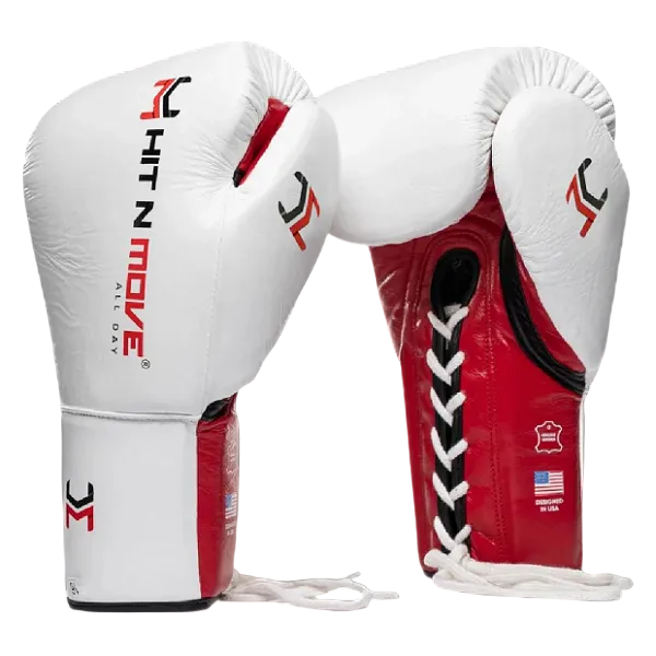 Hit N Move Boxing Gloves Lace Up Hit N Move All Day Pro Agility Lace Up Boxing Gloves White Red